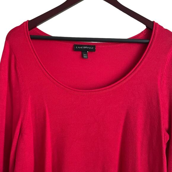 Lane Bryant Women Tunic Sweater 14/16 Red Rayon Knit Casual Relaxed Workwear‎ - Picture 8 of 8